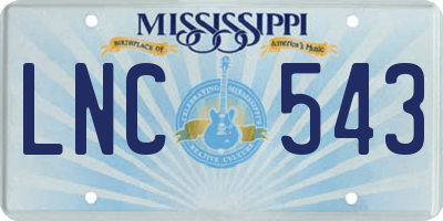 MS license plate LNC543