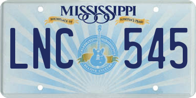 MS license plate LNC545