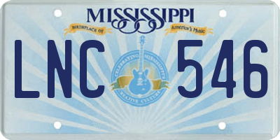 MS license plate LNC546