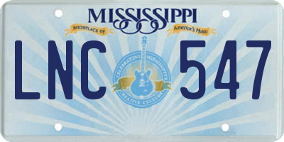 MS license plate LNC547