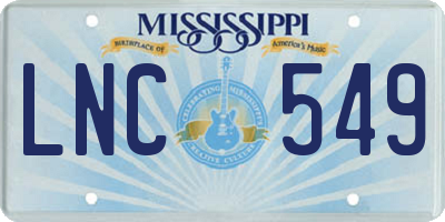 MS license plate LNC549