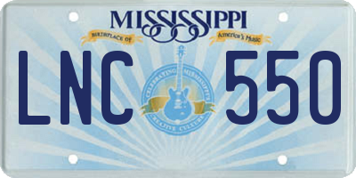 MS license plate LNC550