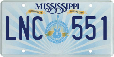 MS license plate LNC551