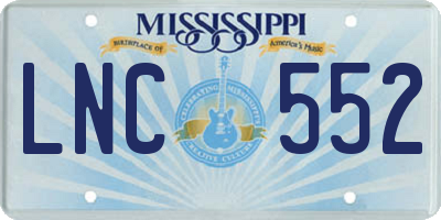 MS license plate LNC552