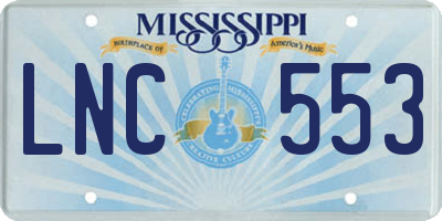 MS license plate LNC553