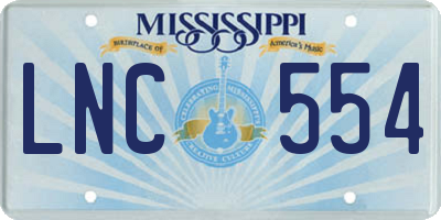 MS license plate LNC554