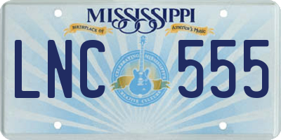 MS license plate LNC555