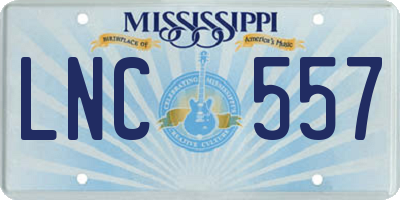 MS license plate LNC557
