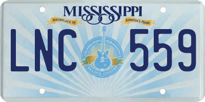 MS license plate LNC559