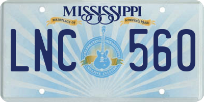 MS license plate LNC560