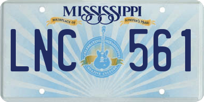 MS license plate LNC561