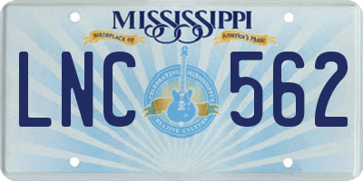 MS license plate LNC562