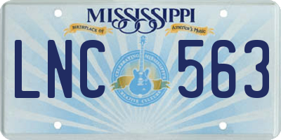 MS license plate LNC563