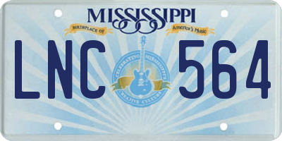 MS license plate LNC564
