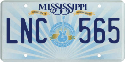 MS license plate LNC565