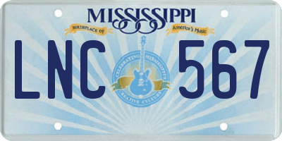 MS license plate LNC567