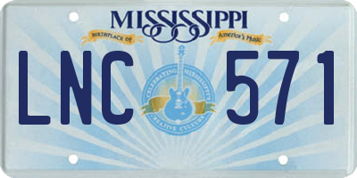 MS license plate LNC571