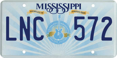MS license plate LNC572