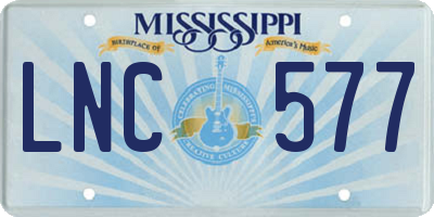 MS license plate LNC577