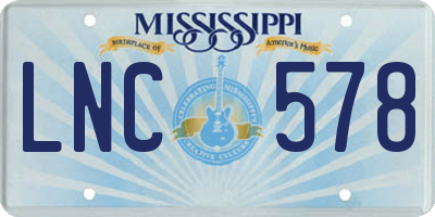 MS license plate LNC578