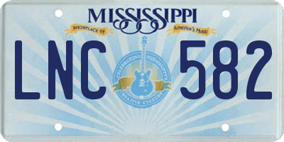 MS license plate LNC582