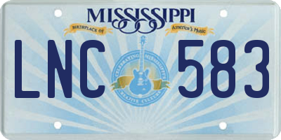 MS license plate LNC583