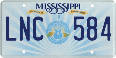 MS license plate LNC584