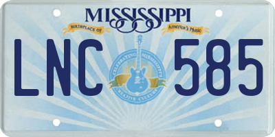 MS license plate LNC585