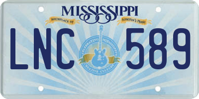 MS license plate LNC589