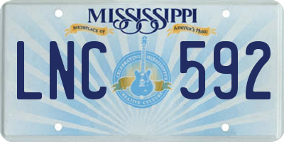 MS license plate LNC592