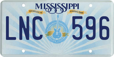 MS license plate LNC596