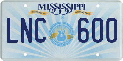 MS license plate LNC600