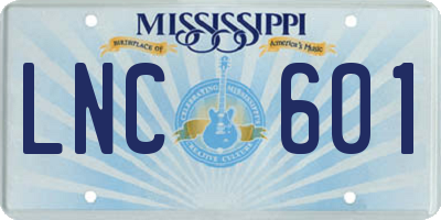 MS license plate LNC601