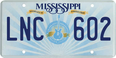 MS license plate LNC602
