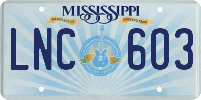 MS license plate LNC603