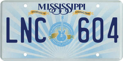 MS license plate LNC604
