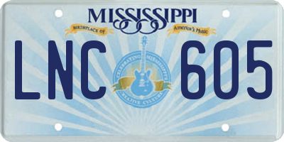 MS license plate LNC605