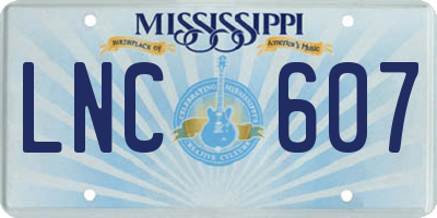MS license plate LNC607
