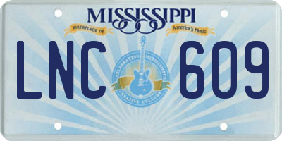 MS license plate LNC609