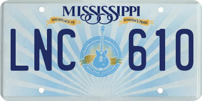 MS license plate LNC610