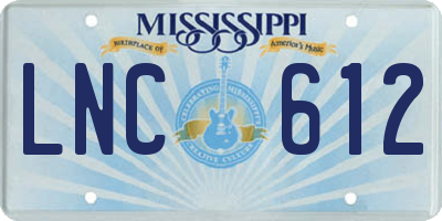 MS license plate LNC612