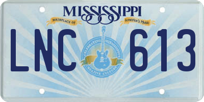 MS license plate LNC613