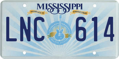 MS license plate LNC614