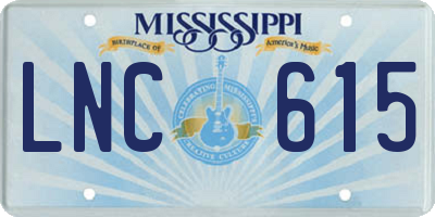 MS license plate LNC615