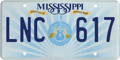 MS license plate LNC617