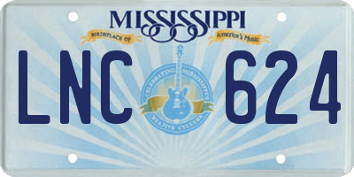 MS license plate LNC624
