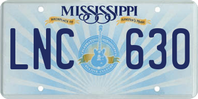 MS license plate LNC630