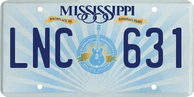 MS license plate LNC631
