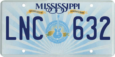 MS license plate LNC632
