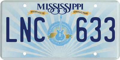 MS license plate LNC633